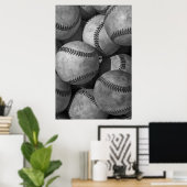 Uniek zwart-wit basisballetje poster (Thuiskantoor)