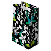 Uniek Zwart & Wit Bloemen & Helder Kleurenaccent Klein Cadeauzakje (Achterkant Gekanteld)