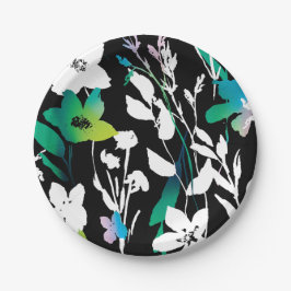 Uniek Zwart & Wit Bloemen & Helder Kleurenaccent Papieren Bordje