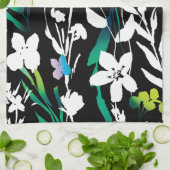 Uniek Zwart & Wit Bloemen & Helder Kleurenaccent Theedoek (Gevouwen)