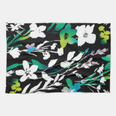 Uniek Zwart & Wit Bloemen & Helder Kleurenaccent Theedoek (Horizontaal)