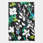 Uniek Zwart & Wit Bloemen & Helder Kleurenaccent Theedoek (Verticaal)