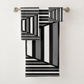 Uniek zwart-wit patroon bad handdoek (Insitu)