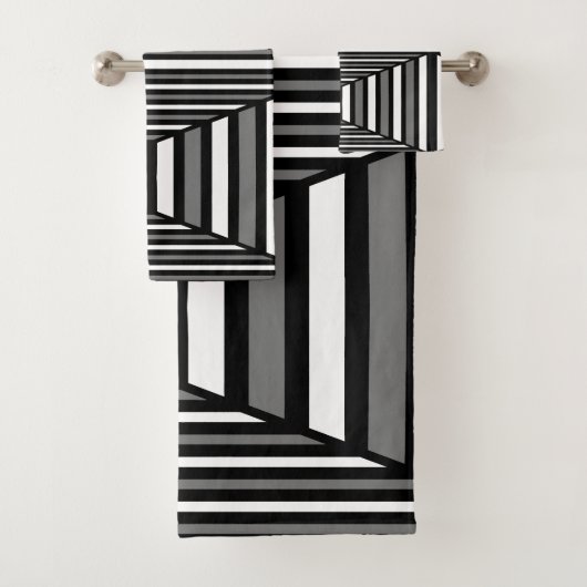 Uniek zwart-wit patroon bad handdoek (Insitu)