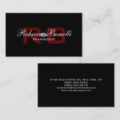 Uniek zwart-wit rood monogram Visitekaartje (Voorkant / Achterkant)