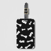 Uniek zwart-wit-schaakpatroon bagagelabel (Voorkant (verticaal))