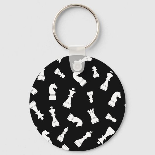 Uniek zwart-wit-schaakpatroon sleutelhanger (Voorkant)