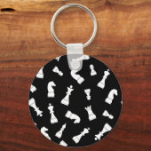 Uniek zwart-wit-schaakpatroon sleutelhanger (Achterkant)