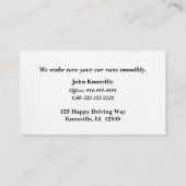 Uniek zwart-wit Visitekaartje voor de auto-industr (Achterkant)