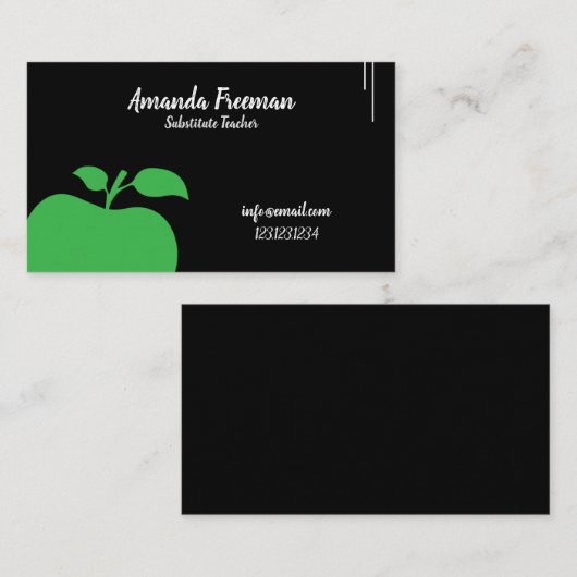 Uniek zwart-witbord Apple-substituut leraar Visitekaartje (Voorkant / Achterkant)