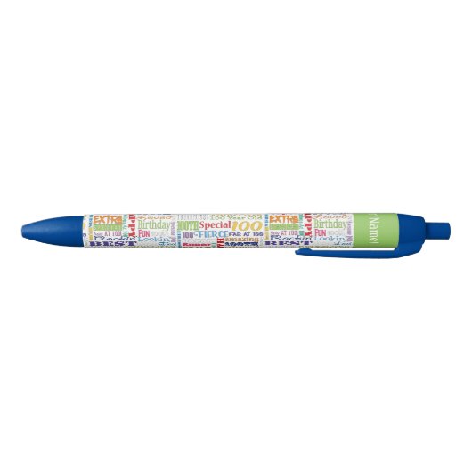 Unieke 100ste verjaardagsfeestje gepersonaliseerde blauwe inkt pen (Bodem)