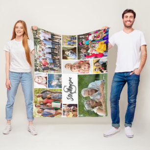 Unieke 11-fotocollage voor persoonlijke reeks, een fleece deken