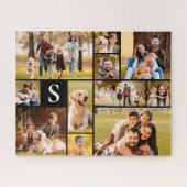 Unieke 11 Photo Collage Eenvoudig Monogram Zwart Legpuzzel (Horizontaal)