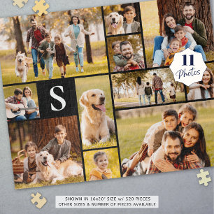 Unieke 11 Photo Collage Eenvoudig Monogram Zwart Legpuzzel