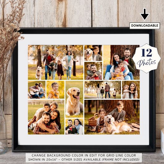 Unieke 12 foto collage eenvoudig poster