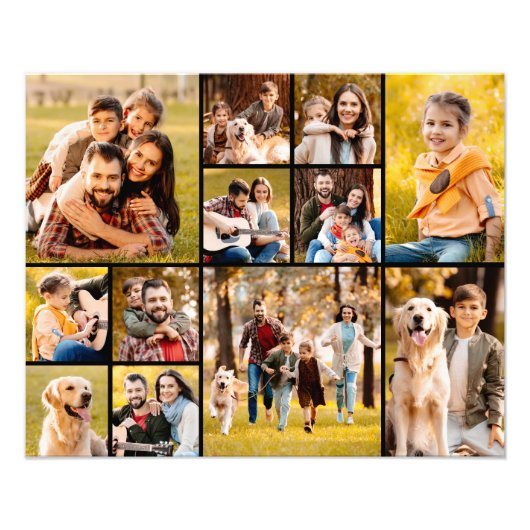 Unieke 12 Foto Collage Eenvoudig Zwart Afdruk (Voorkant)