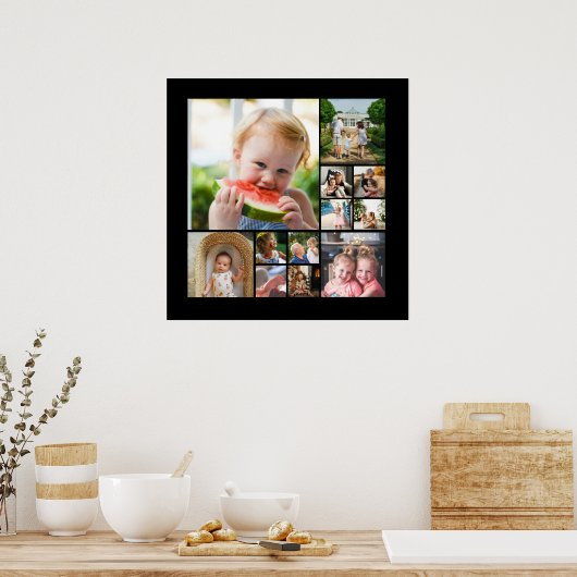 Unieke 12 foto collage minimalistische eenvoudige  poster (Keuken)