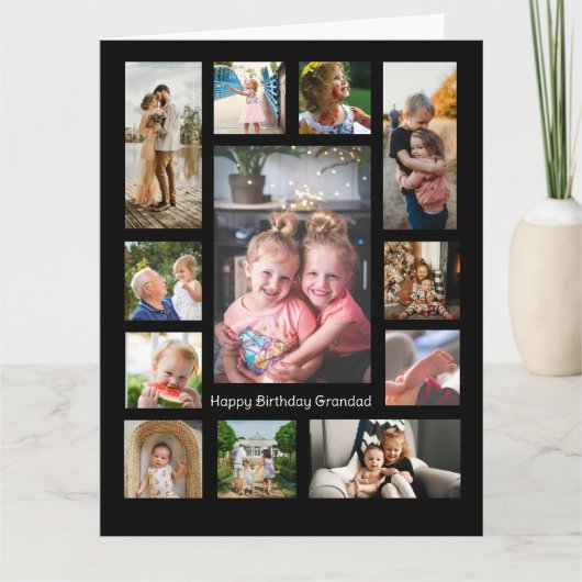 Unieke 12 fotocollage minimalistisch eenvoudig mon kaart (Voorkant)