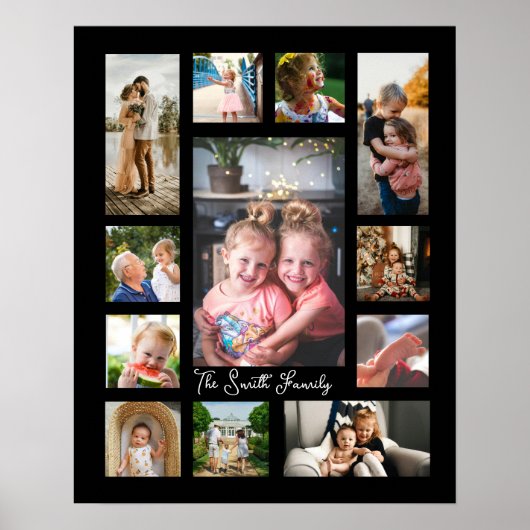 Unieke 12 fotocollage minimalistisch eenvoudig mon poster (Voorkant)