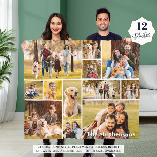 Unieke 12 Photo Collage Naam Eenvoudig Fleece Deken