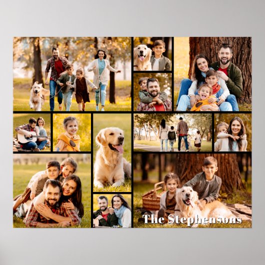 Unieke 12 Photo Collage Naam Eenvoudig Poster (Voorkant)
