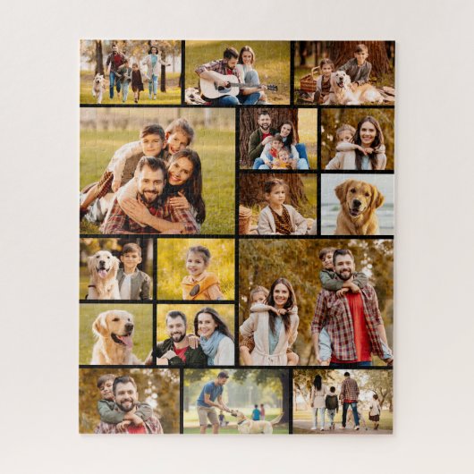 Unieke 17 Photo Collage Eenvoudig Zwart Legpuzzel (Verticaal)