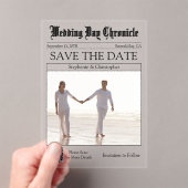 Unieke 1 Foto QR Code Krant Save the Date Acryl Uitnodigingen (Insitu (Draagbaar))