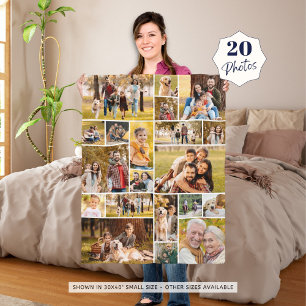 Unieke 20-fotocollage minimalistisch eenvoudig fleece deken