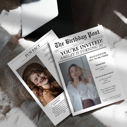 Unieke 20ste Verjaardag feest Krant Hoesje Foto Kaart