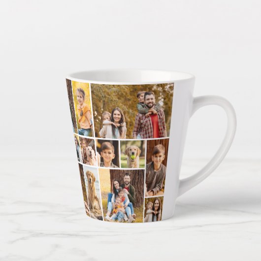Unieke 21 foto collage minimalistisch eenvoudig latte mok (Rechts)