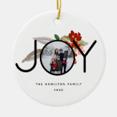 Unieke 2 foto Vreugde Vrolijke Kerstmis Keramisch Ornament (Voorkant)