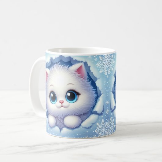 Unieke 3D Kitten Mok Wrap - Sublimation Design (Voorkant links)