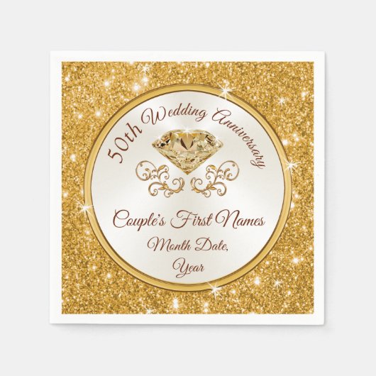 Unieke 50e Jubileum servetten, Lunch Servet (Voorkant)