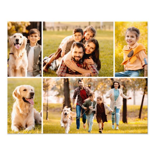 Unieke 5 Foto Collage Eenvoudig Wit Foto Afdruk (Voorkant)