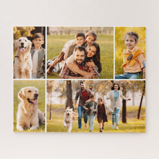 Unieke 5 Foto Collage Eenvoudig Wit Legpuzzel (Horizontaal)