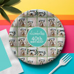 Unieke 6 fotocollage - Happy Birthday Blue Papieren Bordje<br><div class="desc">Gebruik maximaal zes vierkante Instagram- of selfie-telefoonfoto's om een uniek en persoonlijk cadeau te creëer. Of je kunt de hipster puppy houden en een trendy keepslag maken. Als u de afbeeldingen moet aanpassen,  klik op het aanpassingshulpmiddel om veranderingen aan te brengen.</div>