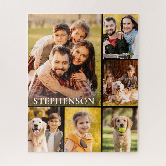 Unieke 6 Photo Collage Eenvoudige Naam Legpuzzel (Verticaal)