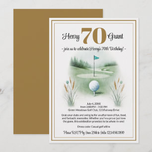 Unieke 70e verjaardag uitnodigingen - Golf thema