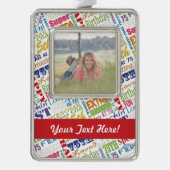 Unieke 75e verjaardag Persoonlijke geschenken van  Verzilverd Omlijst Ornament (Voorkant)