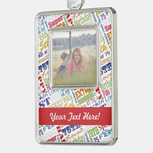 Unieke 75e verjaardag Persoonlijke geschenken van  Verzilverd Omlijst Ornament (Links)