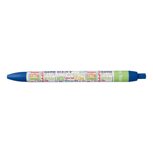 Unieke 80ste verjaardagsfeestje gepersonaliseerde  blauwe inkt pen (Voorkant)