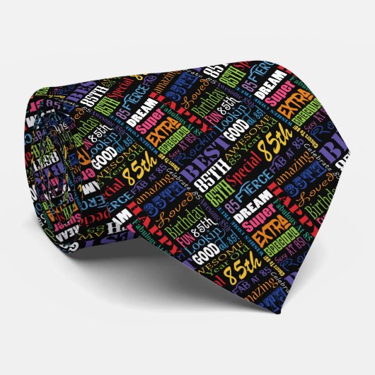 Unieke 85ste verjaardagsfeestje gepersonaliseerde  stropdas (Opgerold)