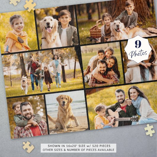 Unieke 9 Photo Collage Minimalist Eenvoudig Zwart Legpuzzel