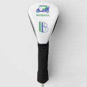 Unieke aangepaste blauwe Golf Cart-monogram Golfheadcover (Voorkant)
