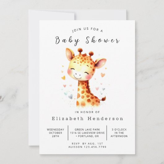 Unieke aangepaste Giraffe Baby shower Kaart (Voorkant)