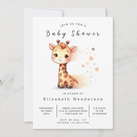 Unieke aangepaste Giraffe Baby shower Kaart (Voorkant)