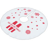 Unieke aangepaste naam Sjabloon witte rode sterren Kerstboom Rok (Gekanteld)