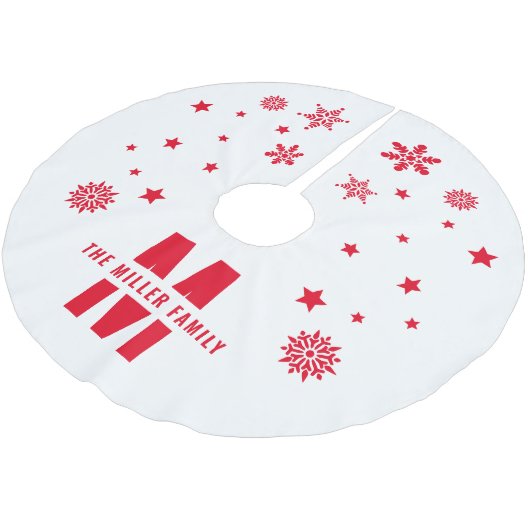 Unieke aangepaste naam Sjabloon witte rode sterren Kerstboom Rok (Gekanteld)