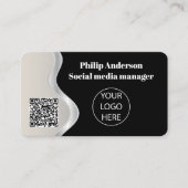 Unieke aangepaste QR-code zwart Visitekaartje (Voorkant)