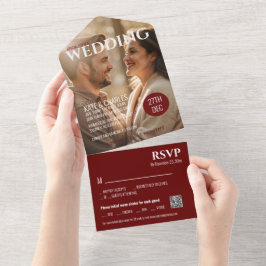 Unieke aangepaste tijdschriftstijl all in one uitnodiging